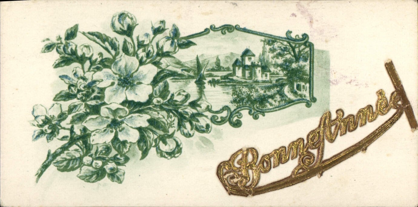 CPA Bonne Annee Fleurs