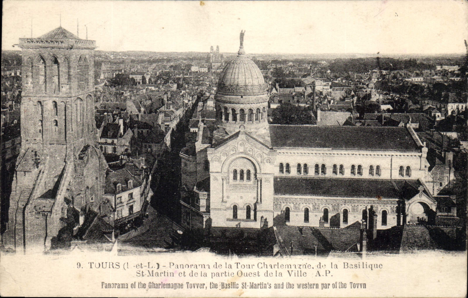 CPA Tours Panorama de la Tour Charlemagne de la Basilique St Martin et de la partie Ouest de la Vill