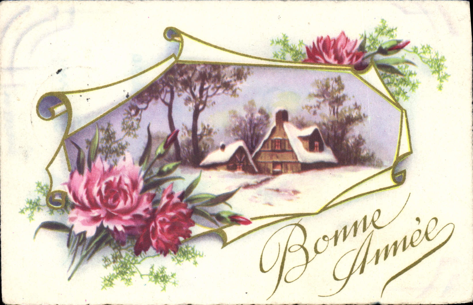 CPA Bonne Annee Fleurs