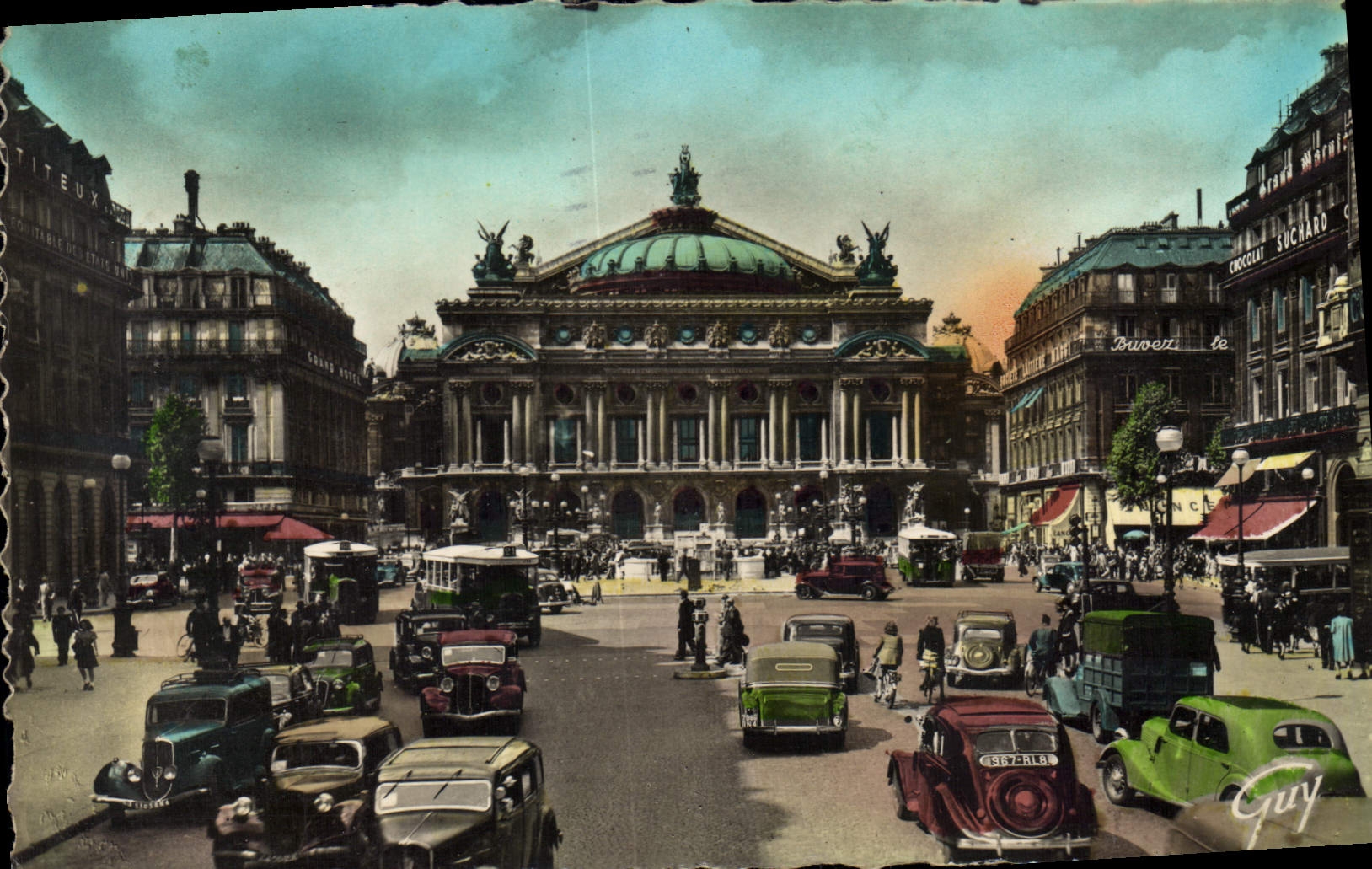 CPA Paris et ses Merveilles La Place et le theatre de l'Opera Automobile