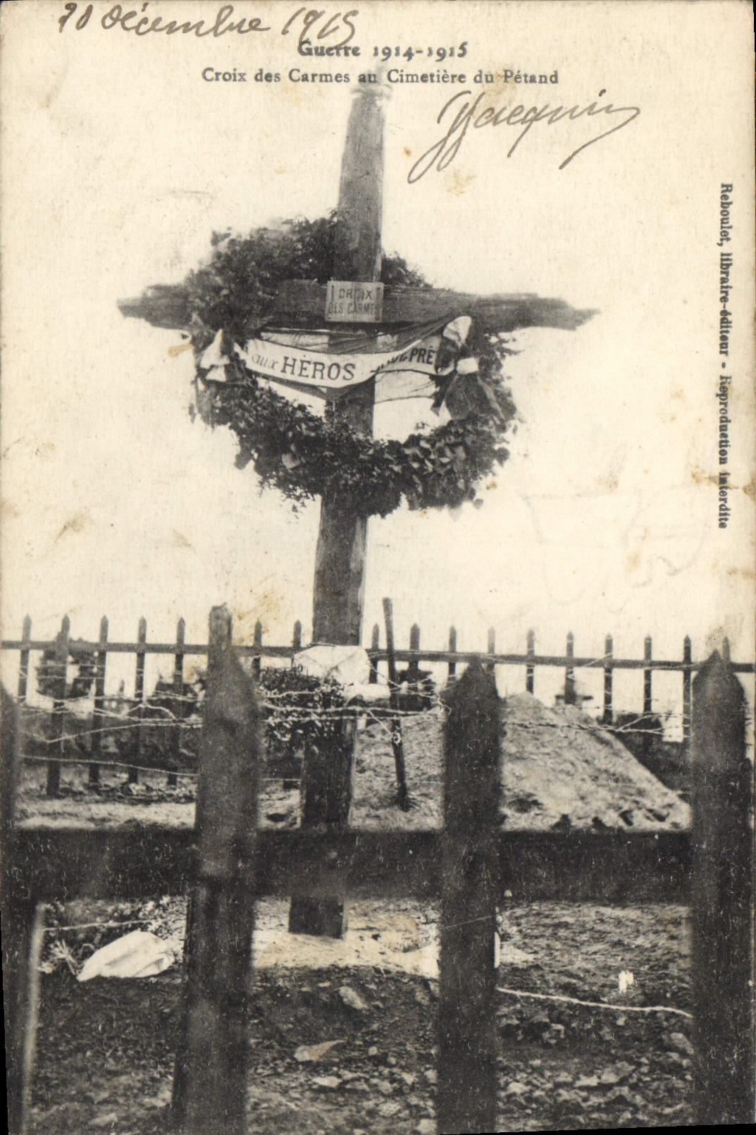 CPA Guerre Croix des Carmen au Cimetiere du Petand
