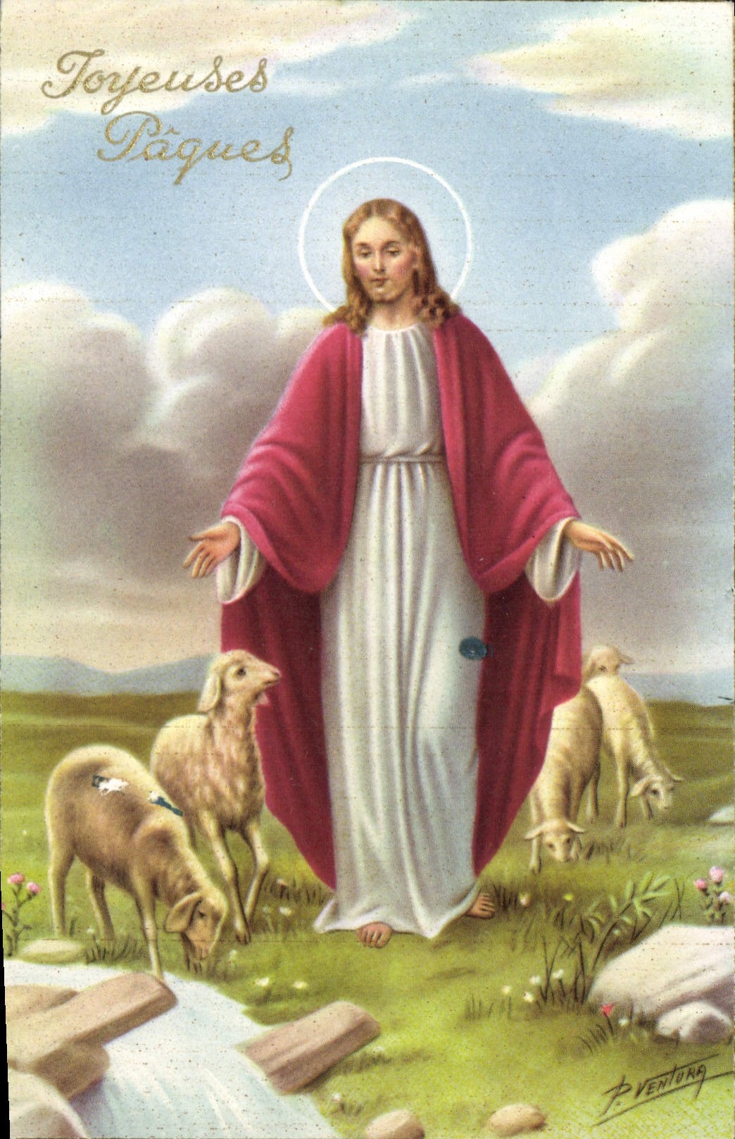 CPA Joyeuses Paques Christ