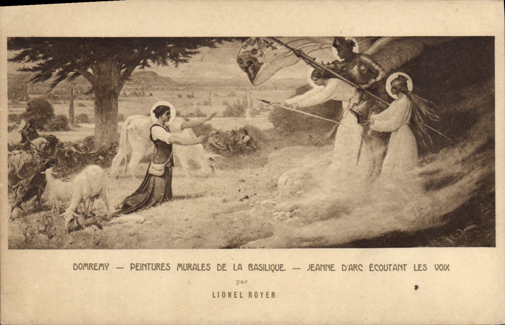 CPA Domremy Peintures Murales de la Basilique Jeanne d'Arc Ecoutant les Voix par Lionel Royer