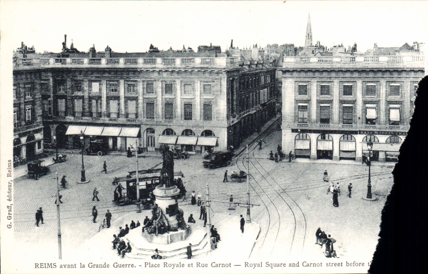 CPA Reims avant la Grande Guerre Place Royale et Rue Garnot 