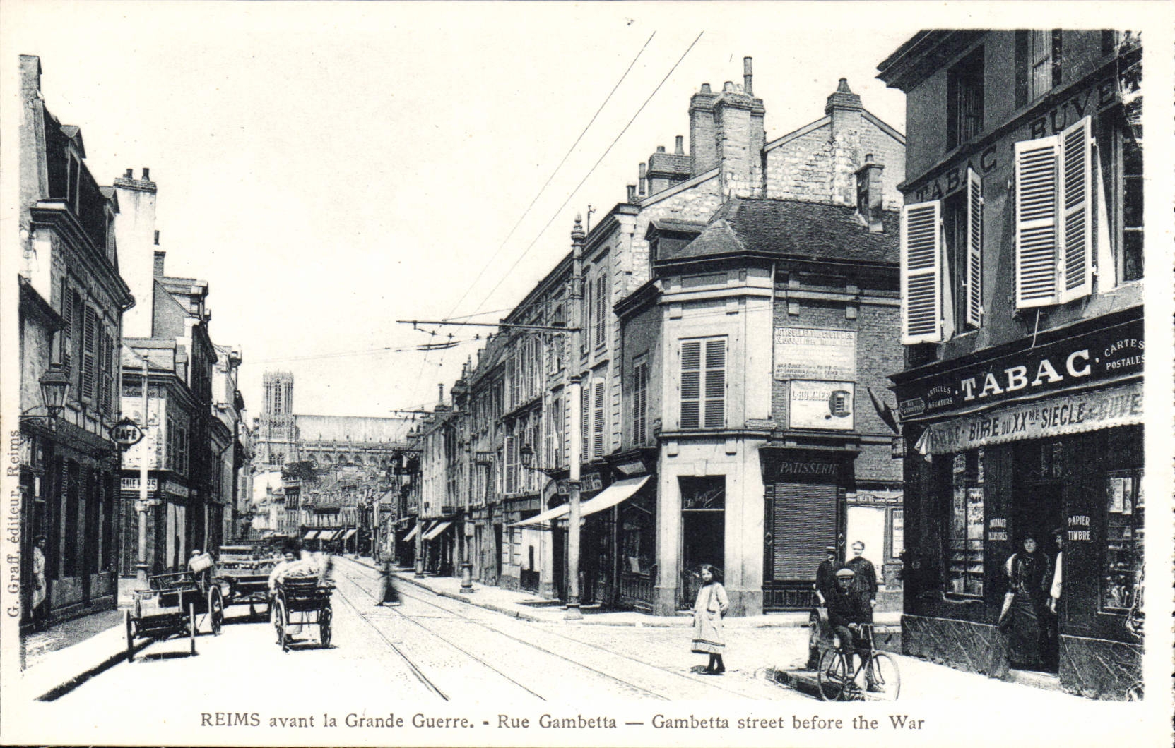 CPA Reims avant la Grande Guerre rue Gambetta Tabac