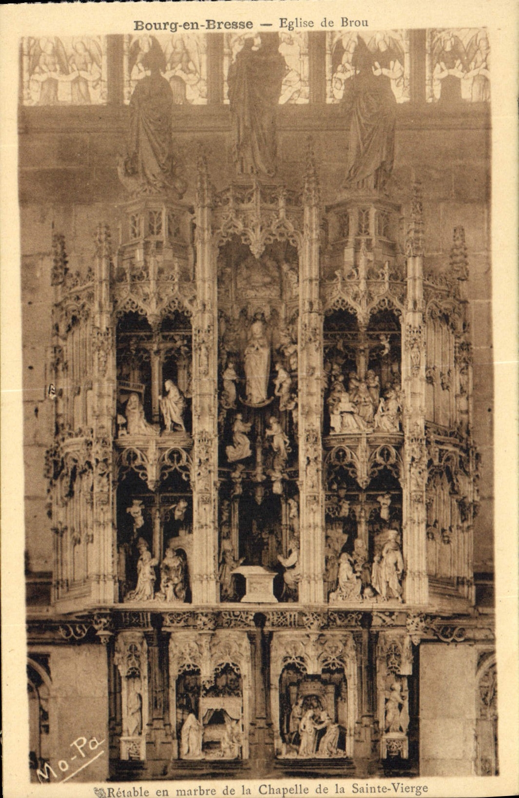 CPA Bourg en Bresse Eglise de Brou Retable en Marbre de la Chapelle de la Sainte Vierge