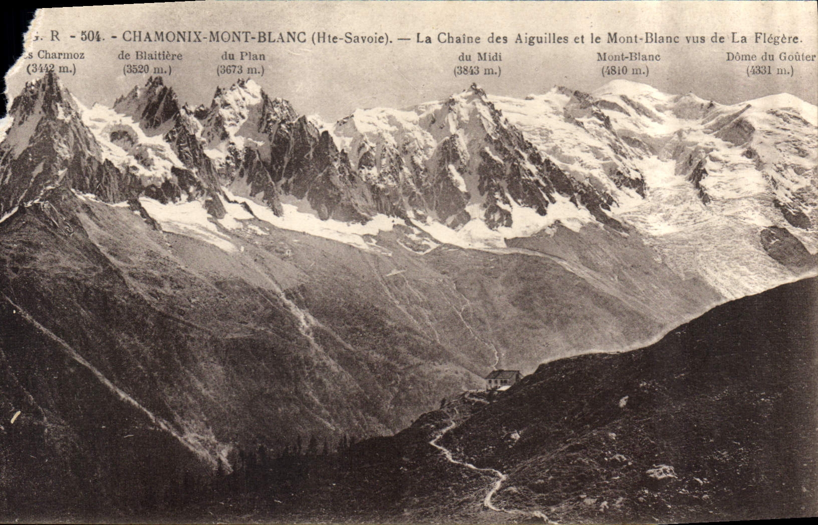 CPA Chamonix Mont Blanc Hte Savoie la Chaine des Aiguilles et le Mont Blanc vus de la Flegere 