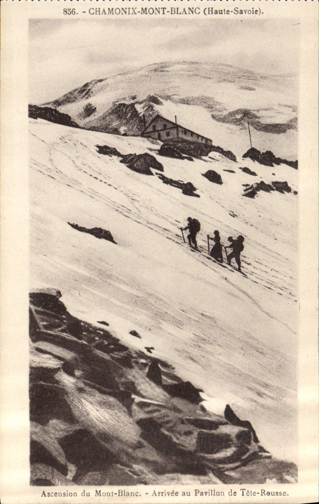 CPA Chamonix Mont Blanc Hte Savoie Ascension du Mont Blanc Arrivee au Pavillon de Tete Rousse Alpini