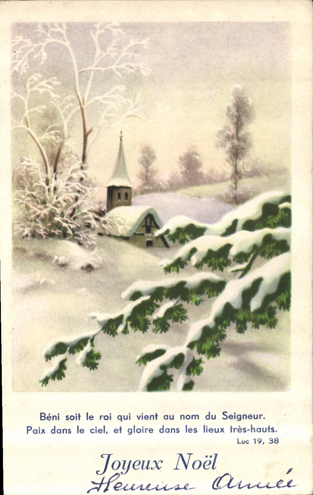 CPA Joyeux Noel Benit soit le roi qui vient au nom du Seigneur paix dans le ciel et gloire dans les