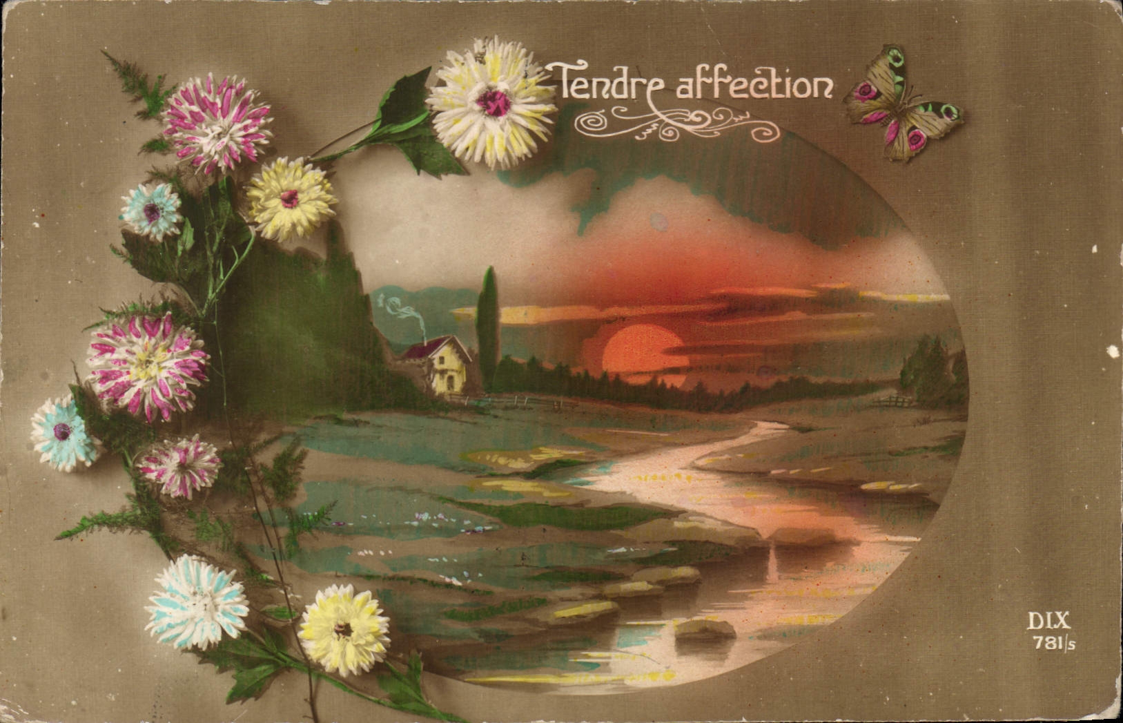 CPA Tendre Affection Papillon