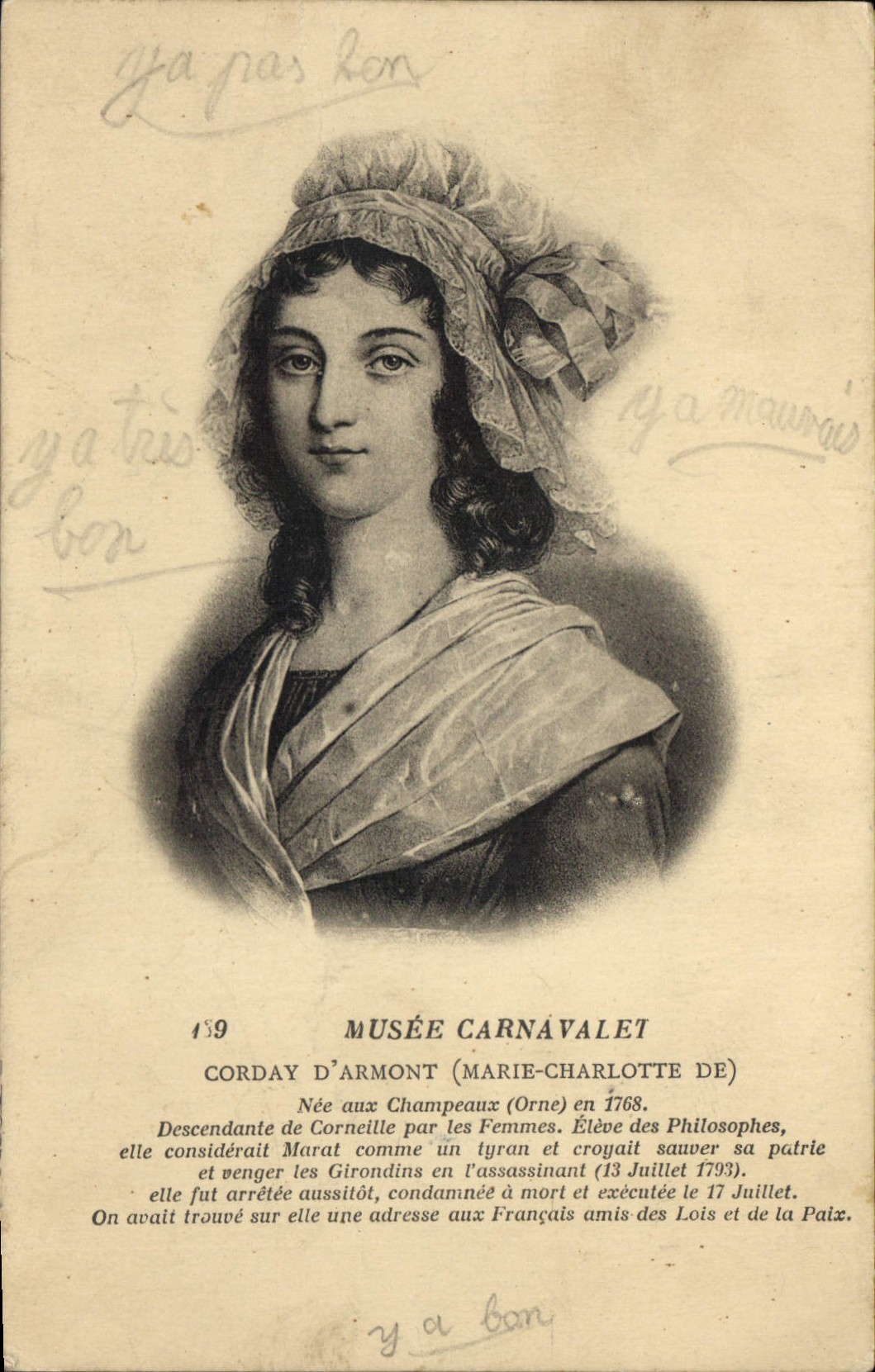 CPA Musee Carnavalet Corday d'Armont Marie Charlotte