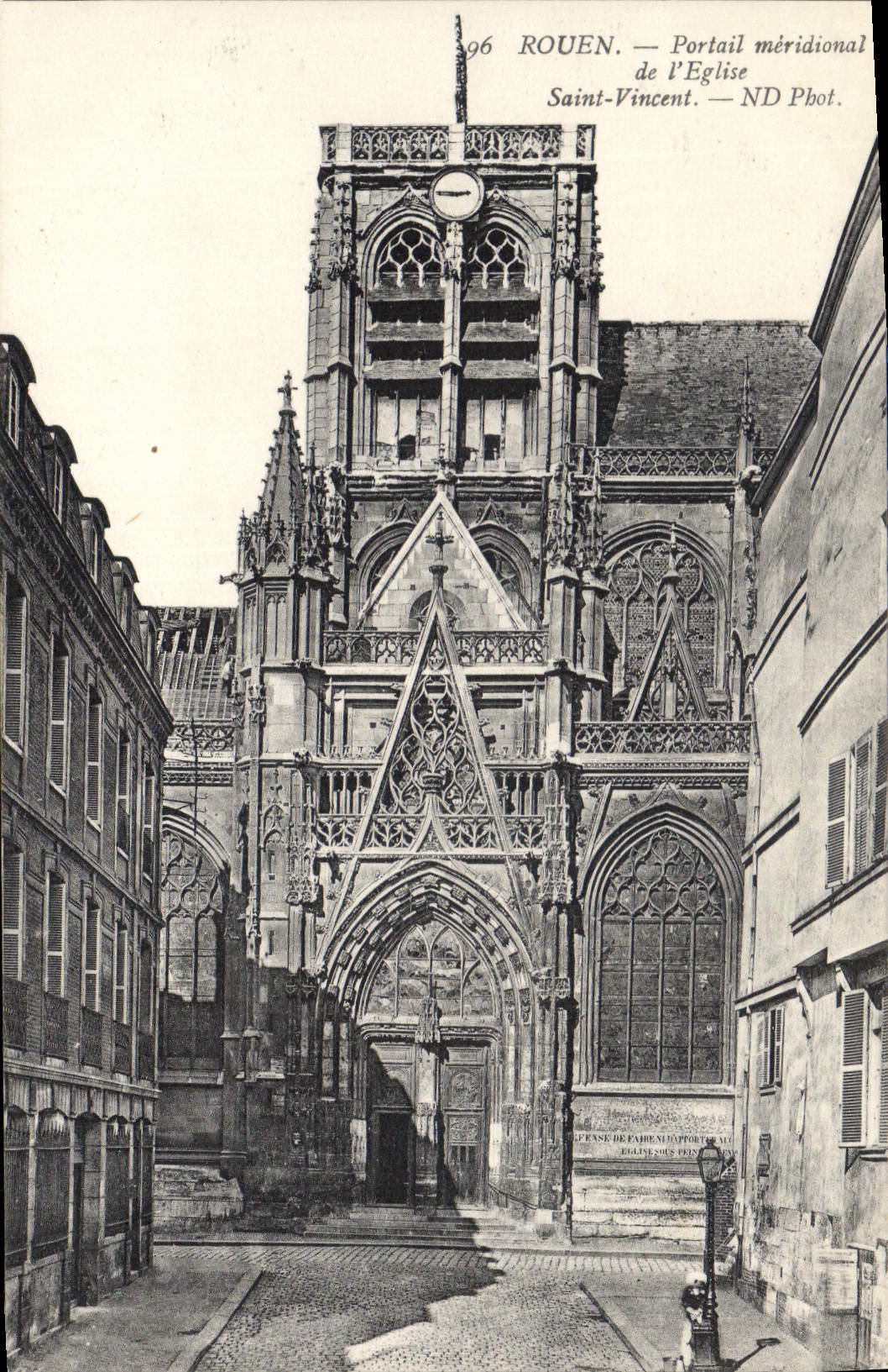 CPA Rouen Portail meridional de l'Eglise Saint Vincent 
