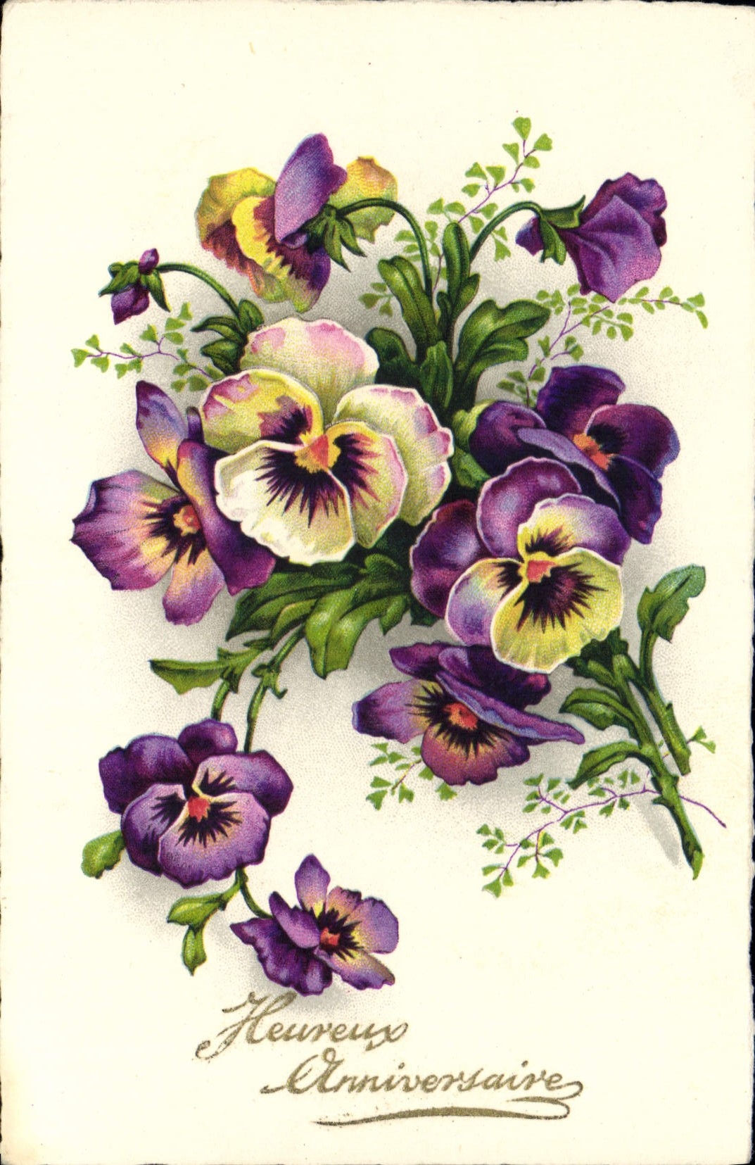 CPA Heureux Anniversaire Fleurs