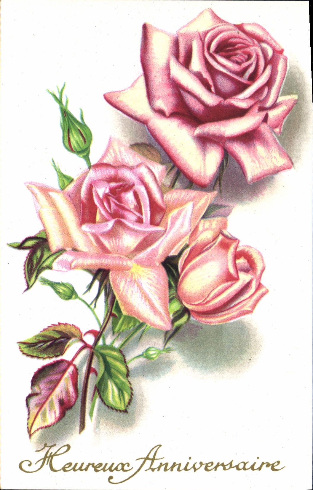 CPA Heureux Anniversaire Fleurs