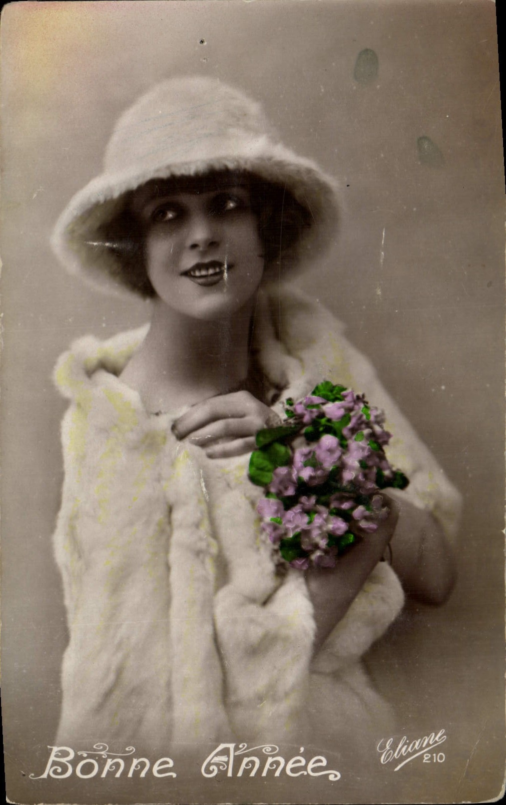 CPA Bonne annee Femme