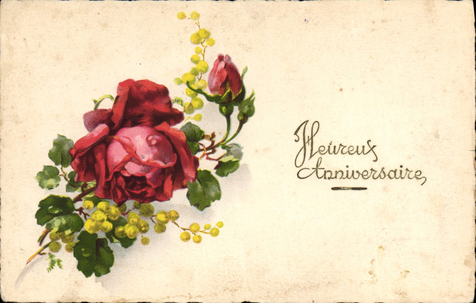 CPA Heureux Anniversaire Fleurs