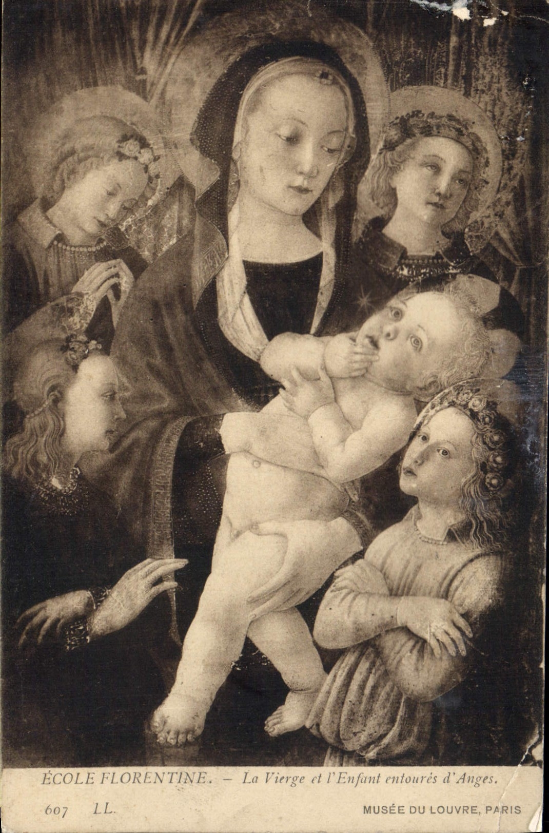 CPA Ecole Frorentine La Vierge et l'Enfant entoures d'Anges 