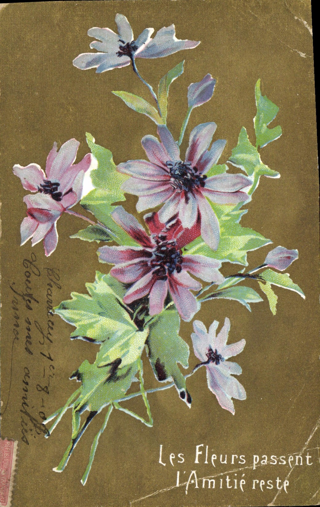 CPA Les Fleurs passent l'Amitie reste 