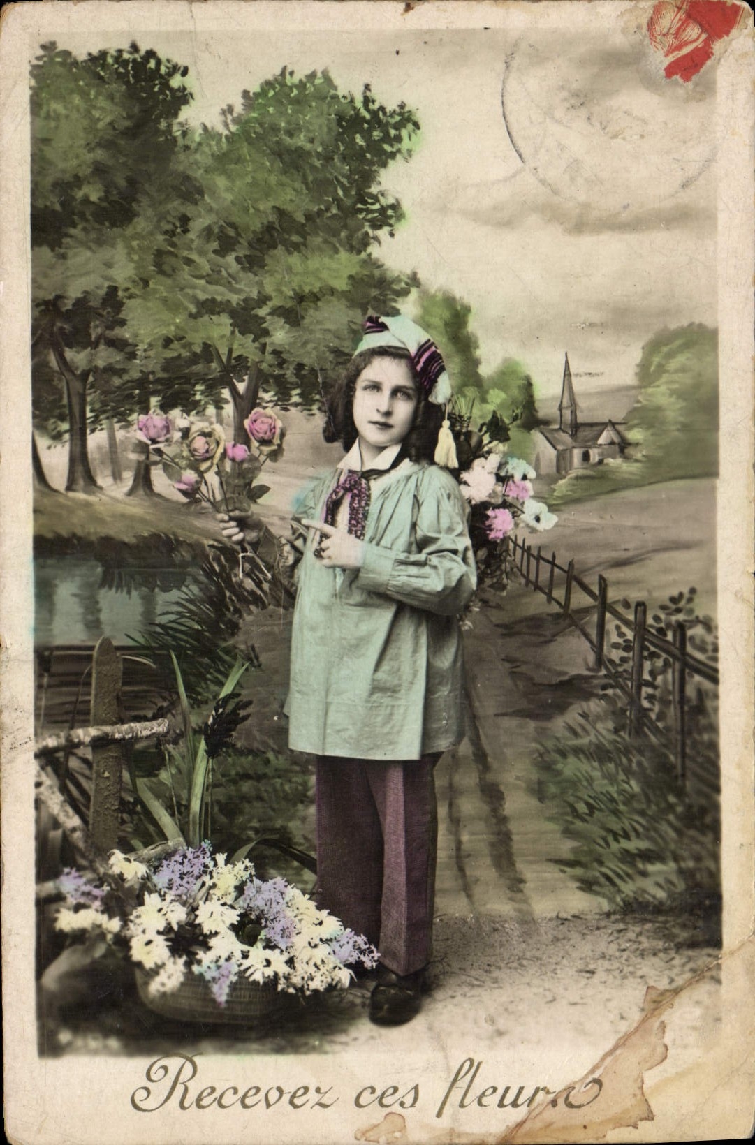 CPA Recevez ces fleurs 