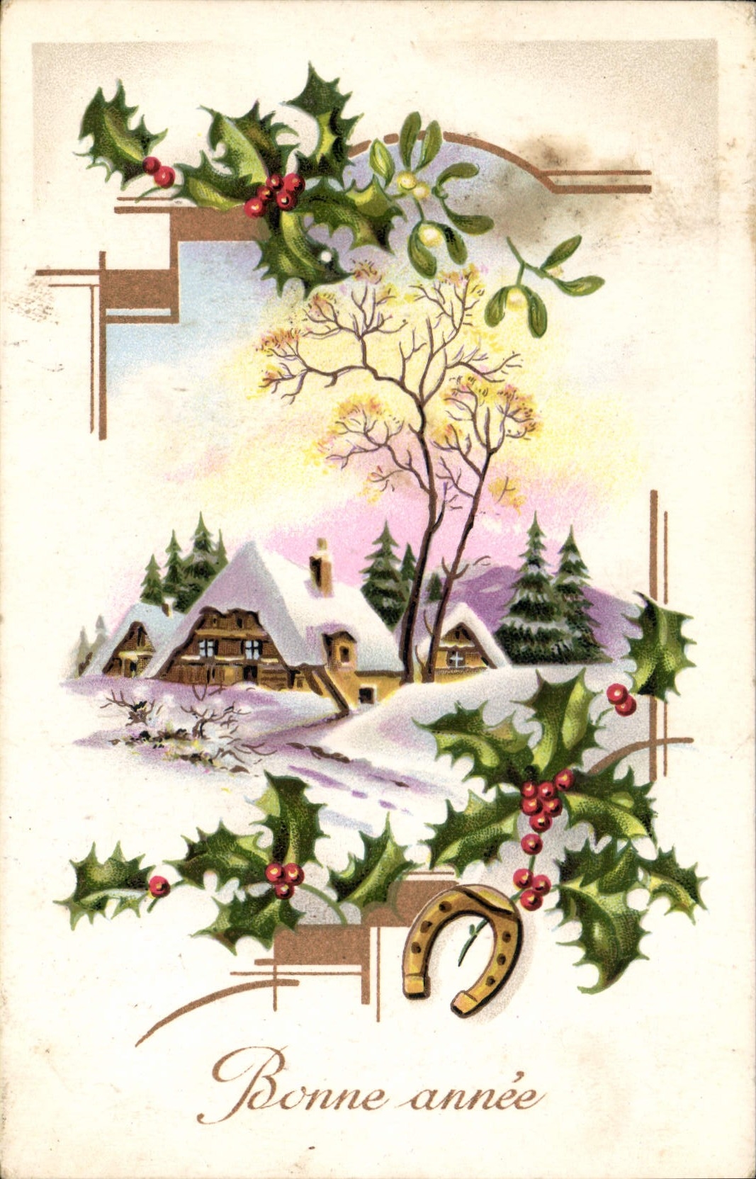 CPA Bonne Annee Fer a cheval