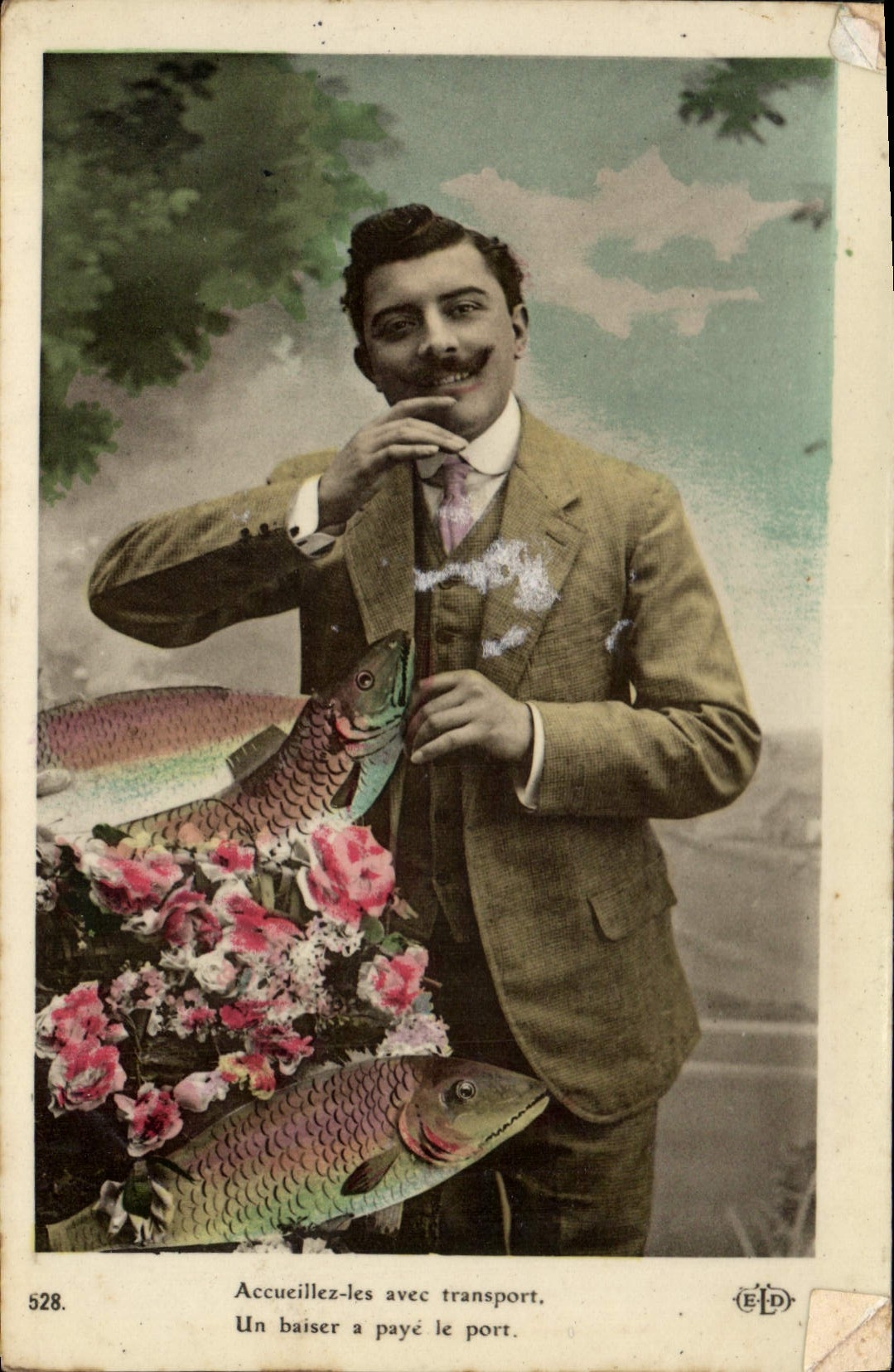 CPA Accueillez les avec transport Un baiser a paye le port 