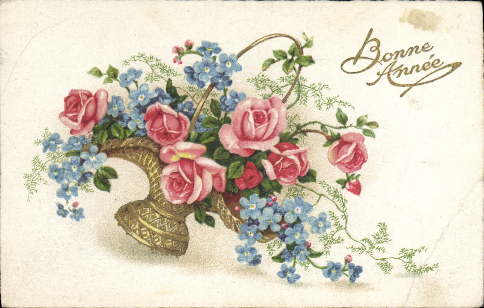 CPA Bonne Annee Fleurs