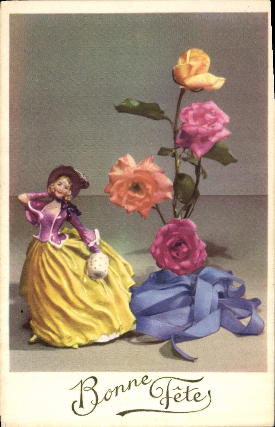 CPA Fantaisie Fleurs Bonne fete Santon