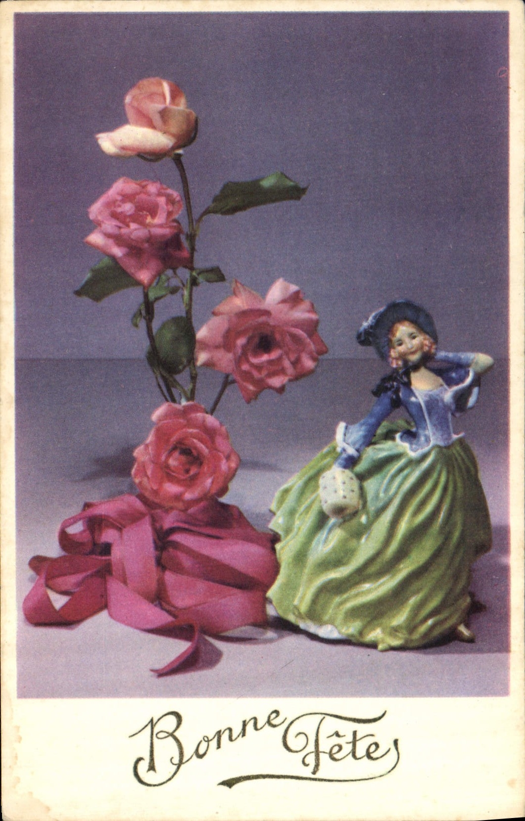 CPA Fantaisie Fleurs santon