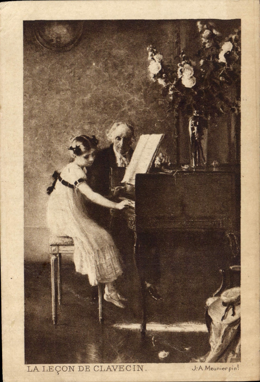 CPA La Lecon de Clavecin J A Meunier pin 