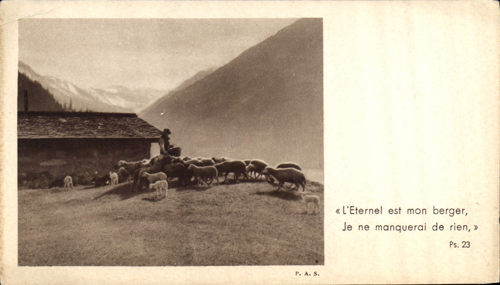 CPA l'Eternel est mon berger Je ne manquerai de rien Moutons