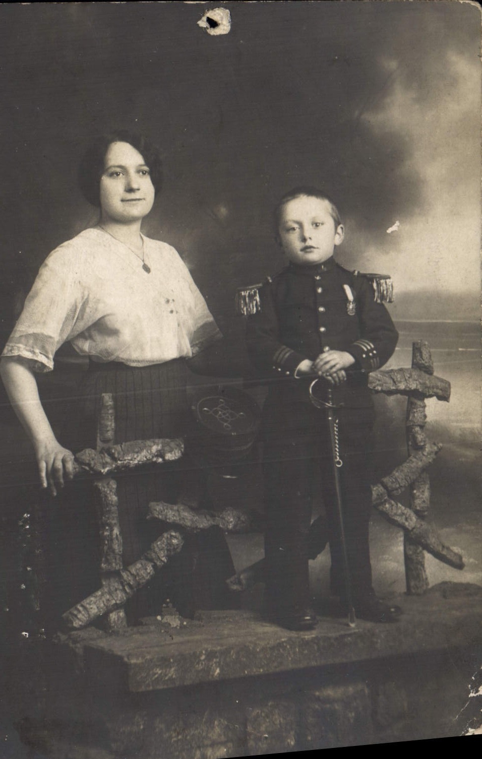 CARTE PHOTO Femme Enfant Soldat Militaria