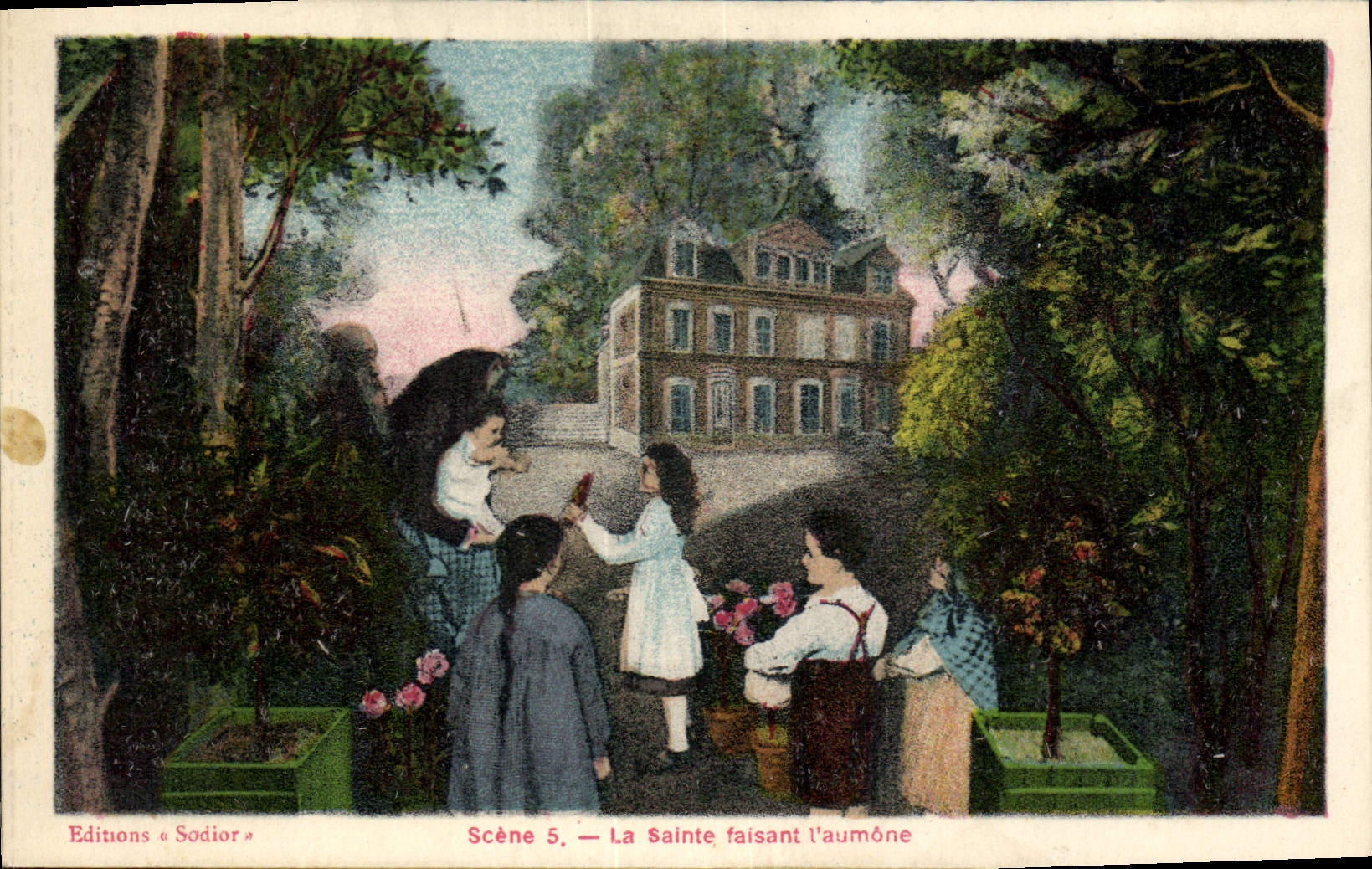 CPA Scene La Sainte faisant l'aumone Enfants