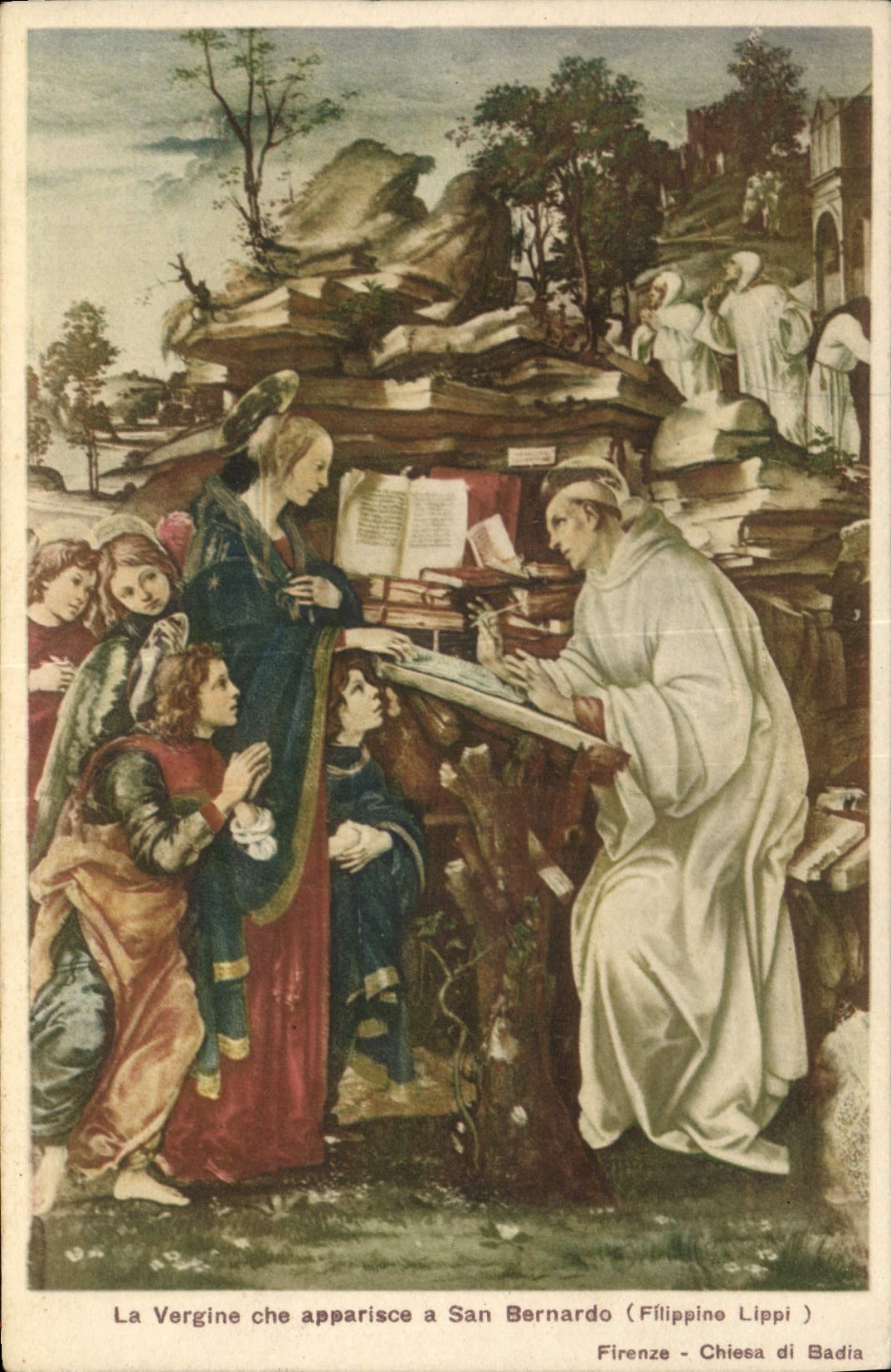 CPA La Vergine che apparische a San Bernardo Filippine Lippi Firenze Chieau di Badia 