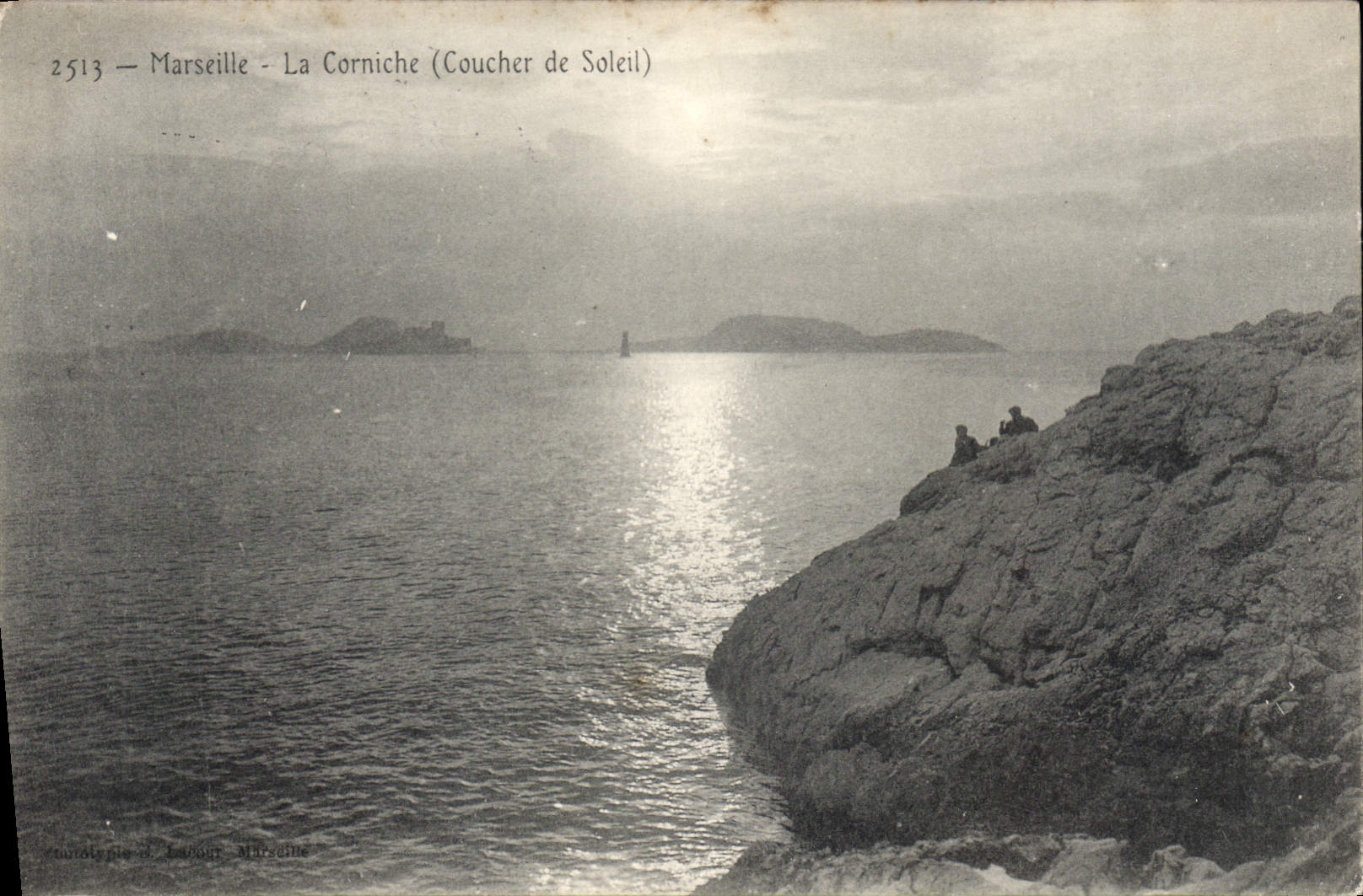 CPA Marseille La Corniche Coucher de Soleil 