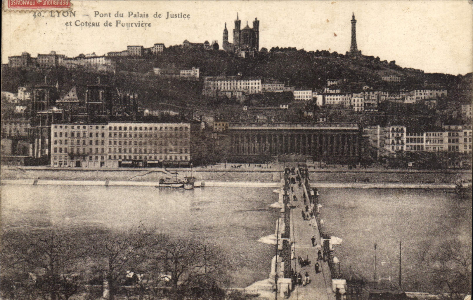 CPA Lyon Pont du Palais de Justice et Coteau de Fourviere 