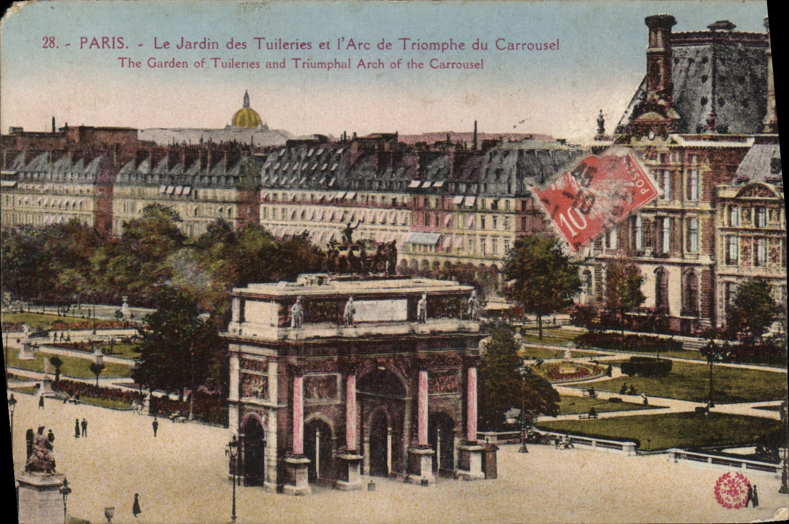 CPA Paris Le Jardin des Tuileries et l'Arc de Triomphe du Carrousel