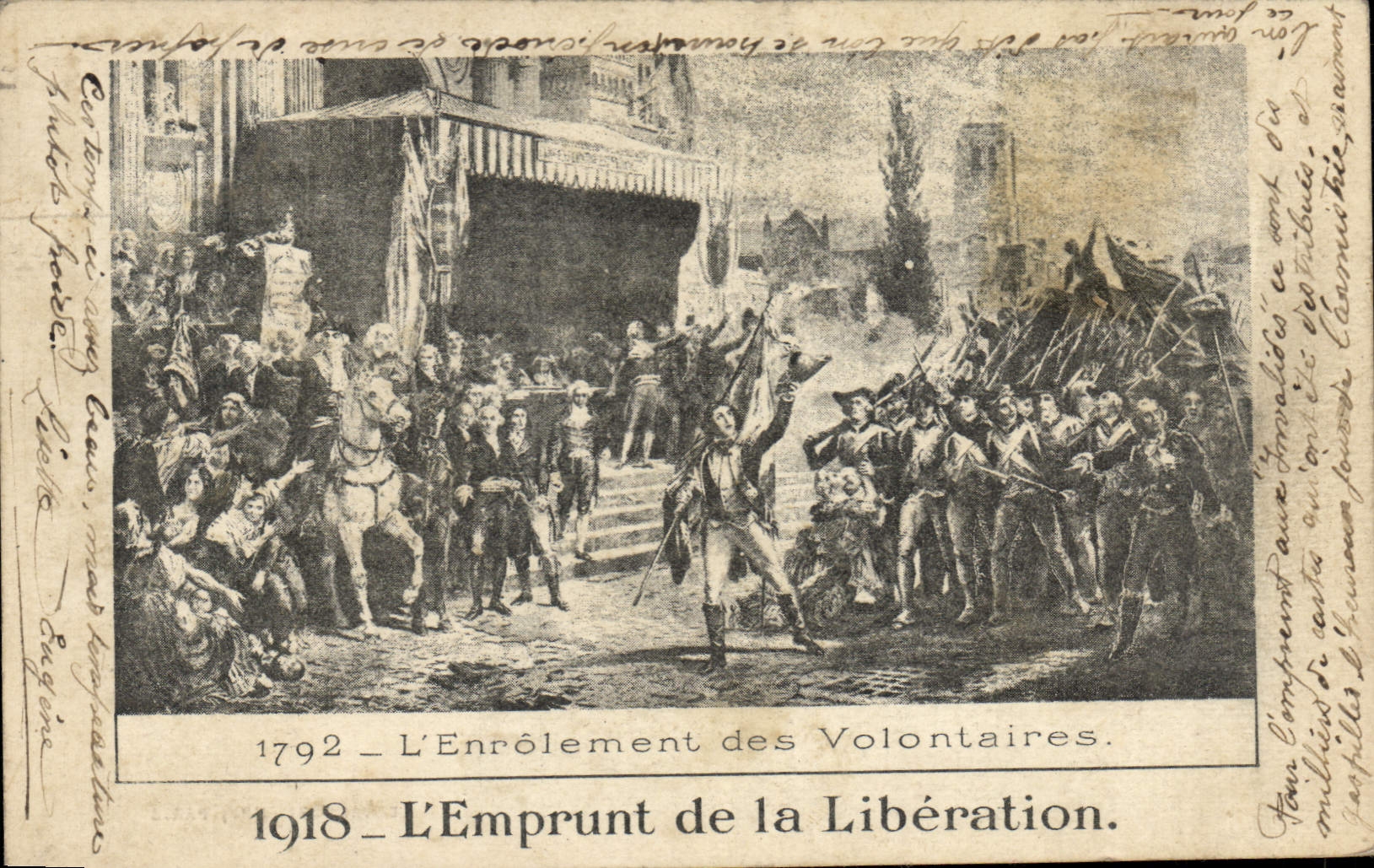 CPA 1918 L'Emprunt de la Liberation 1792 enrolement des volontaires