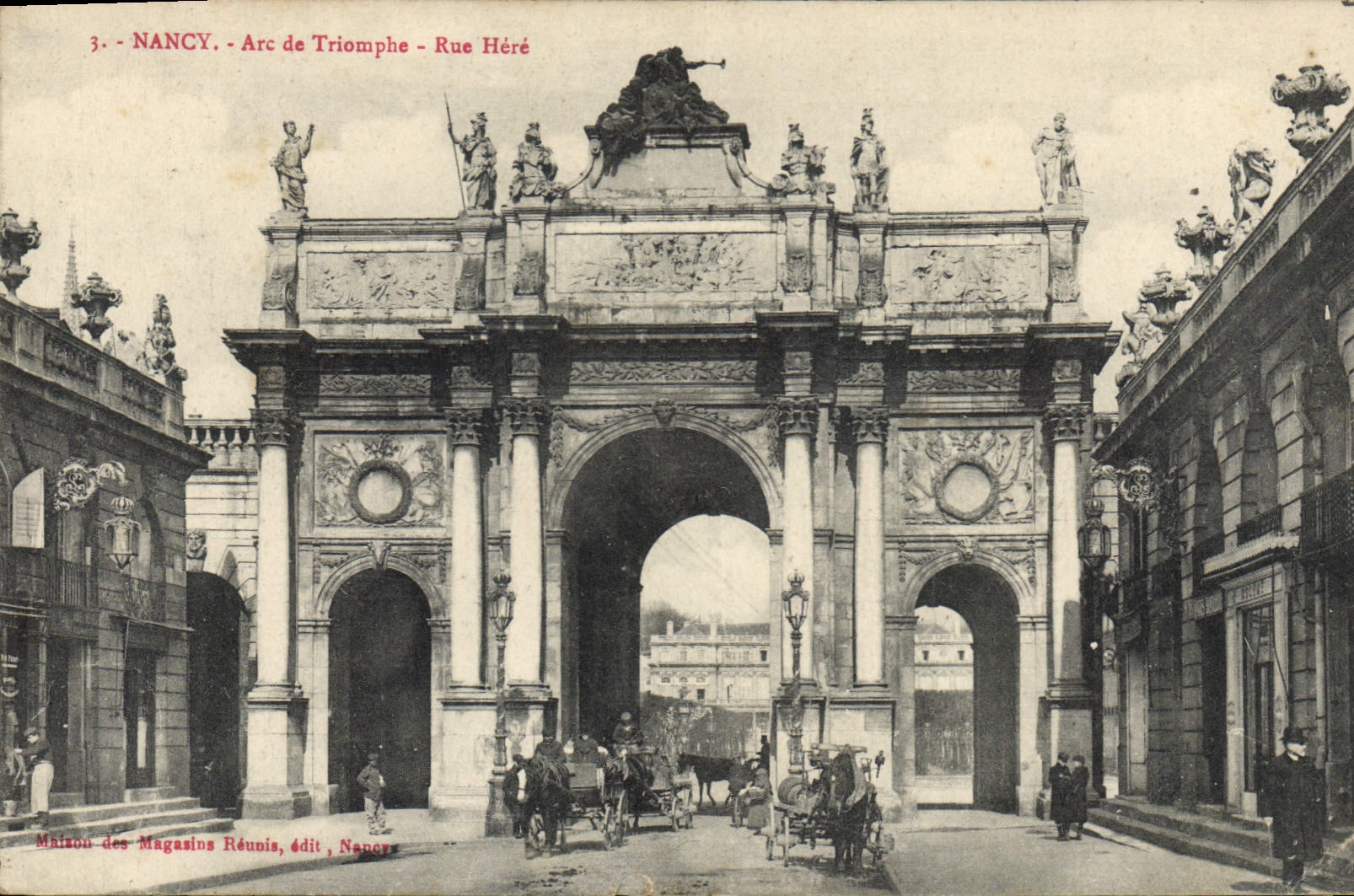 CPA Nancy Arc de Triomphe Rue Here 