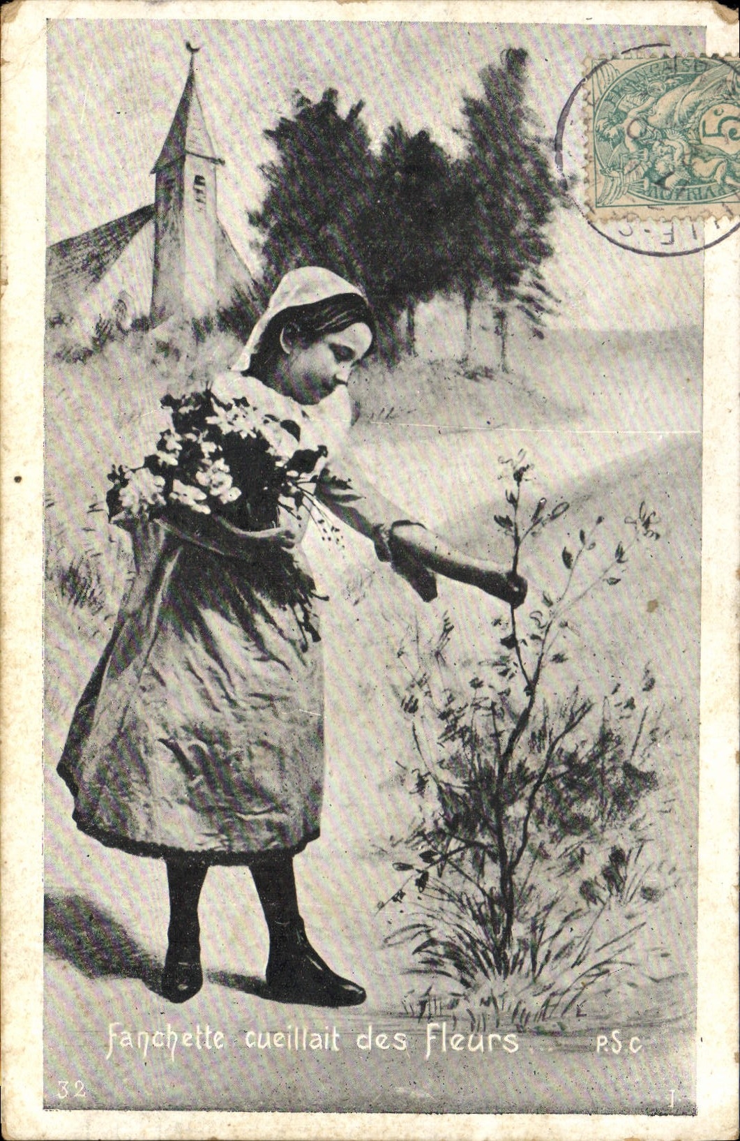 CPA Fanchette cueillait des fleurs Enfant