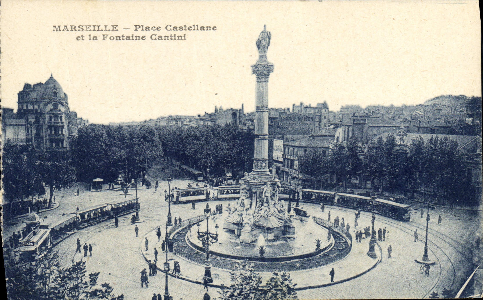 CPA Marseille Place Castellane et la Fontaine Cantini