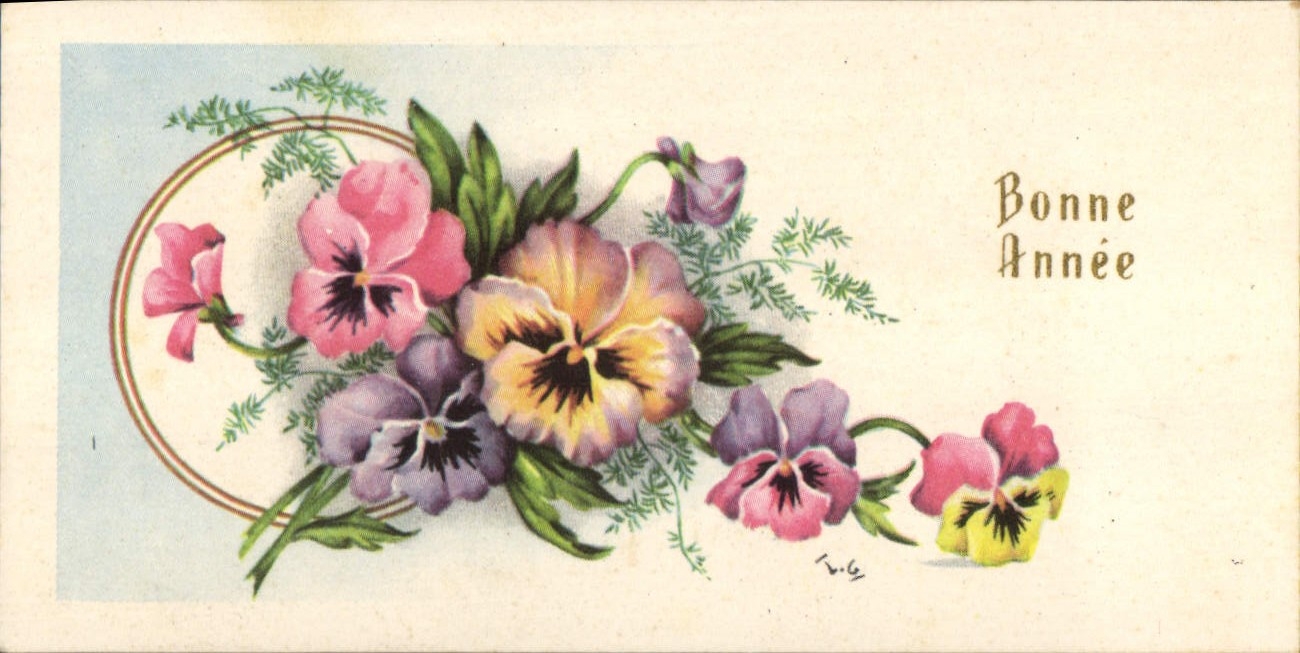 CPA Bonne Annee Fleurs