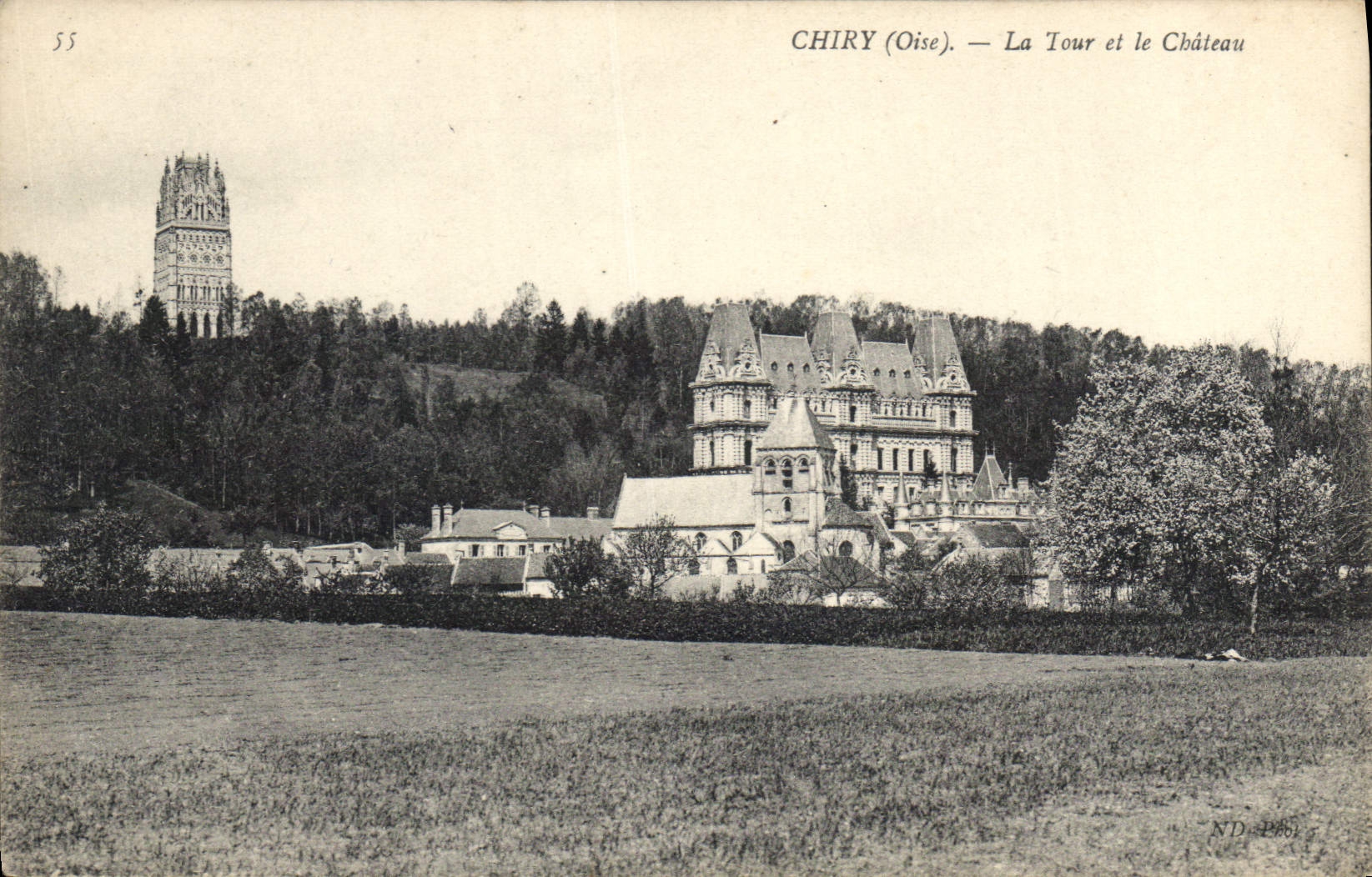 CPA Chiry Oise La Tour et le Chateau