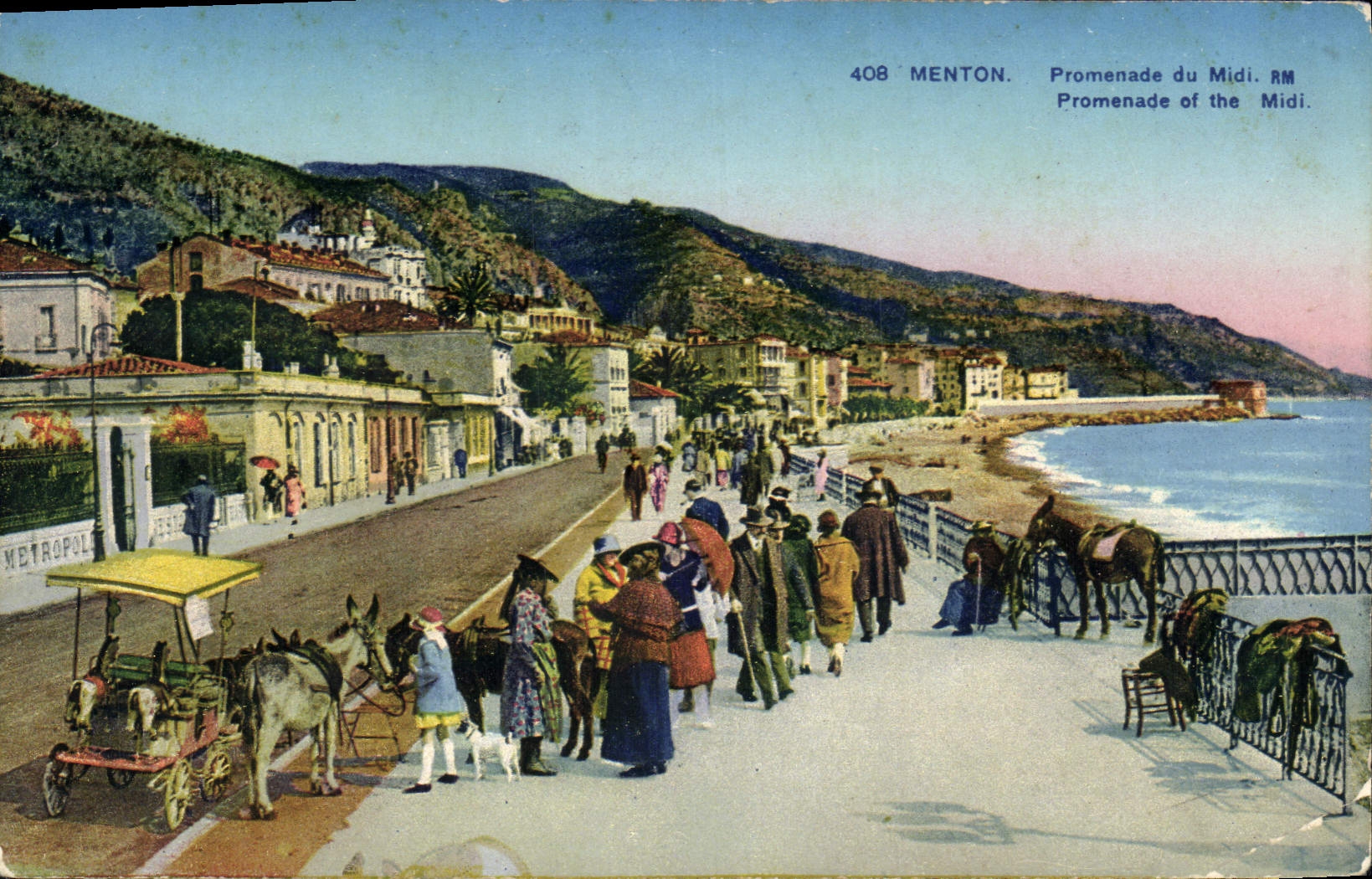 CPA Menton Promenade du Midi Ane Mule