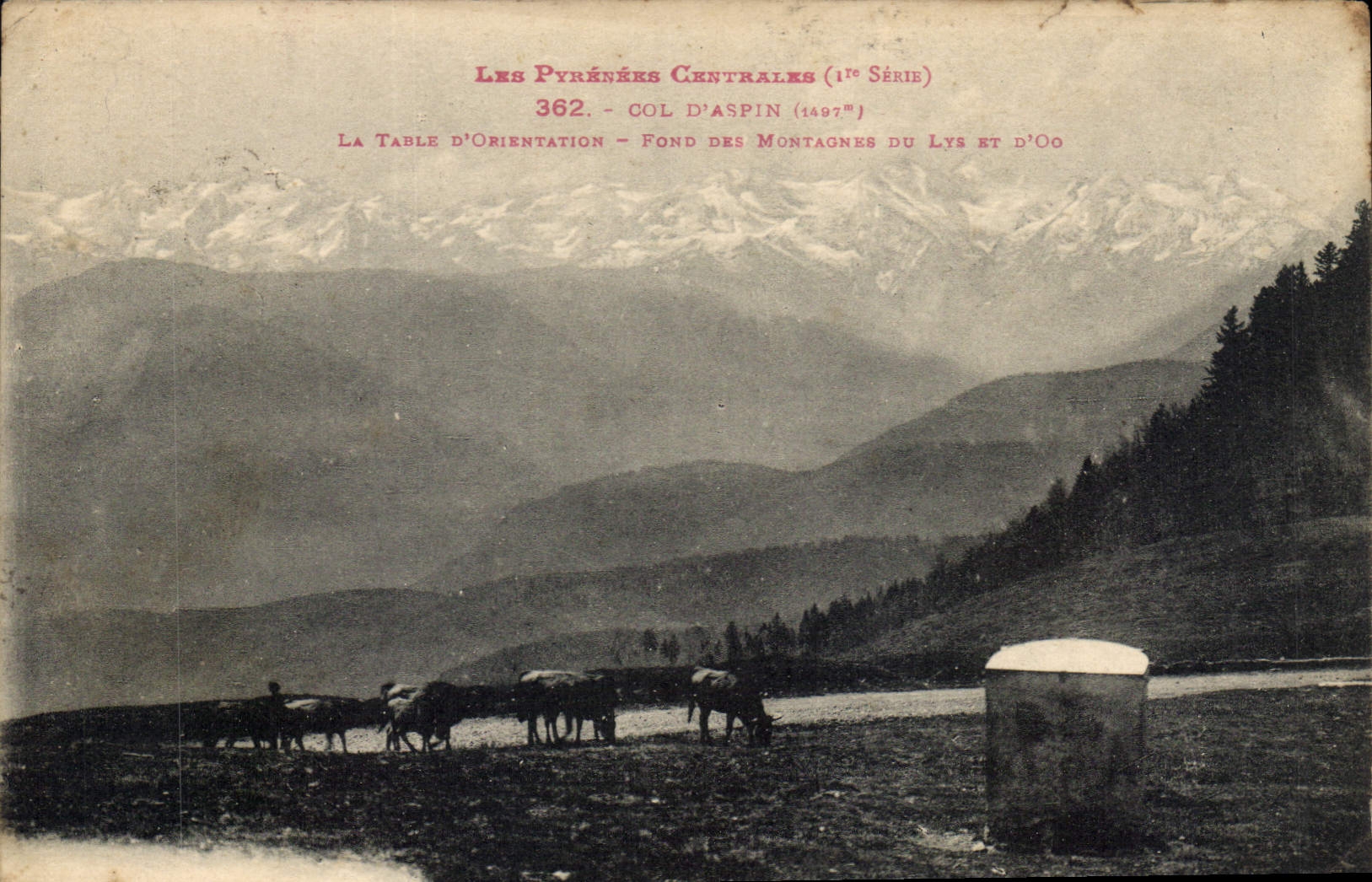 CPA Les Pyrenes Centrales Col d'Aspin La Table d'Orientation Ford des Montagnes 