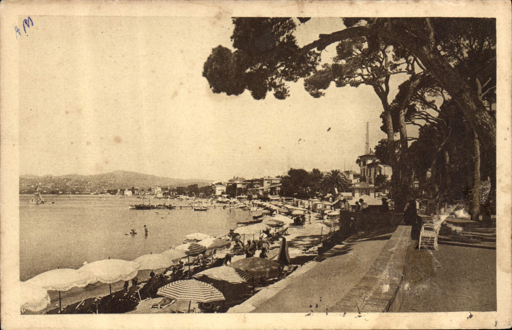 CPA Juan les Pins la Pinede et la plage 