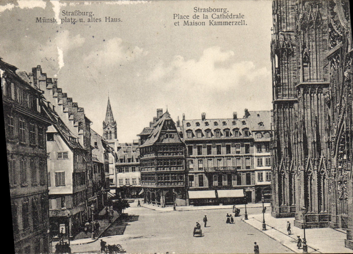 CPA Strasbourg Place de la Cathedrale et Maison Kammerzell 