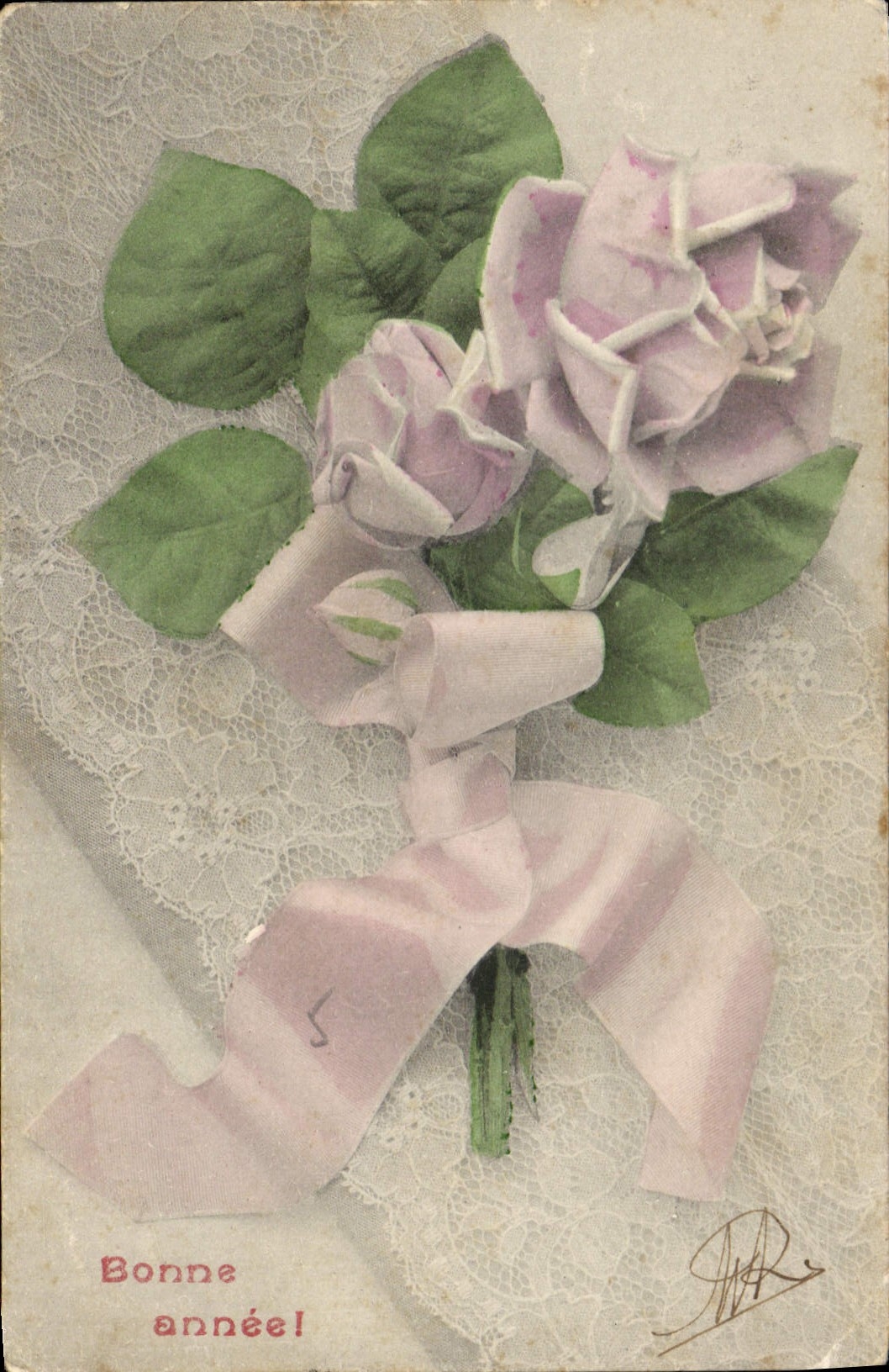 CPA Bonne Annee Fleurs