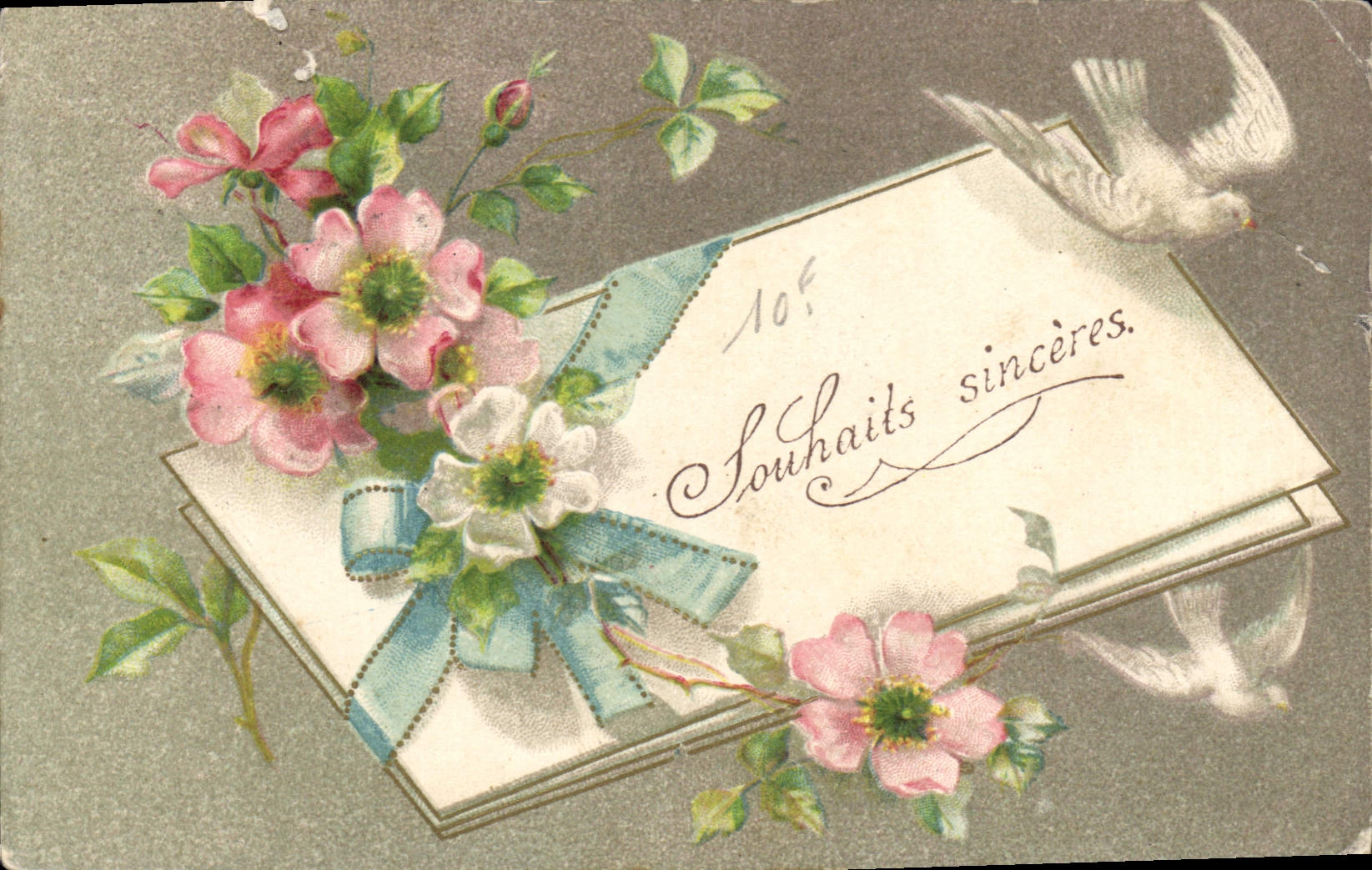 CPA Souhaits sinceres Fleurs Colombes