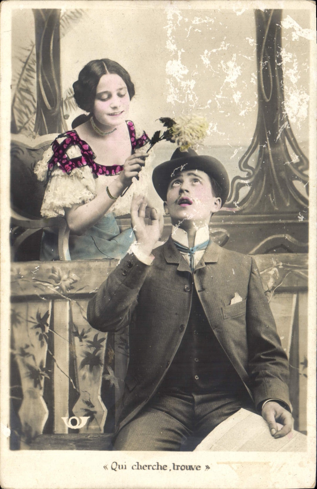 CPA Qui Cherche Trouve Femme