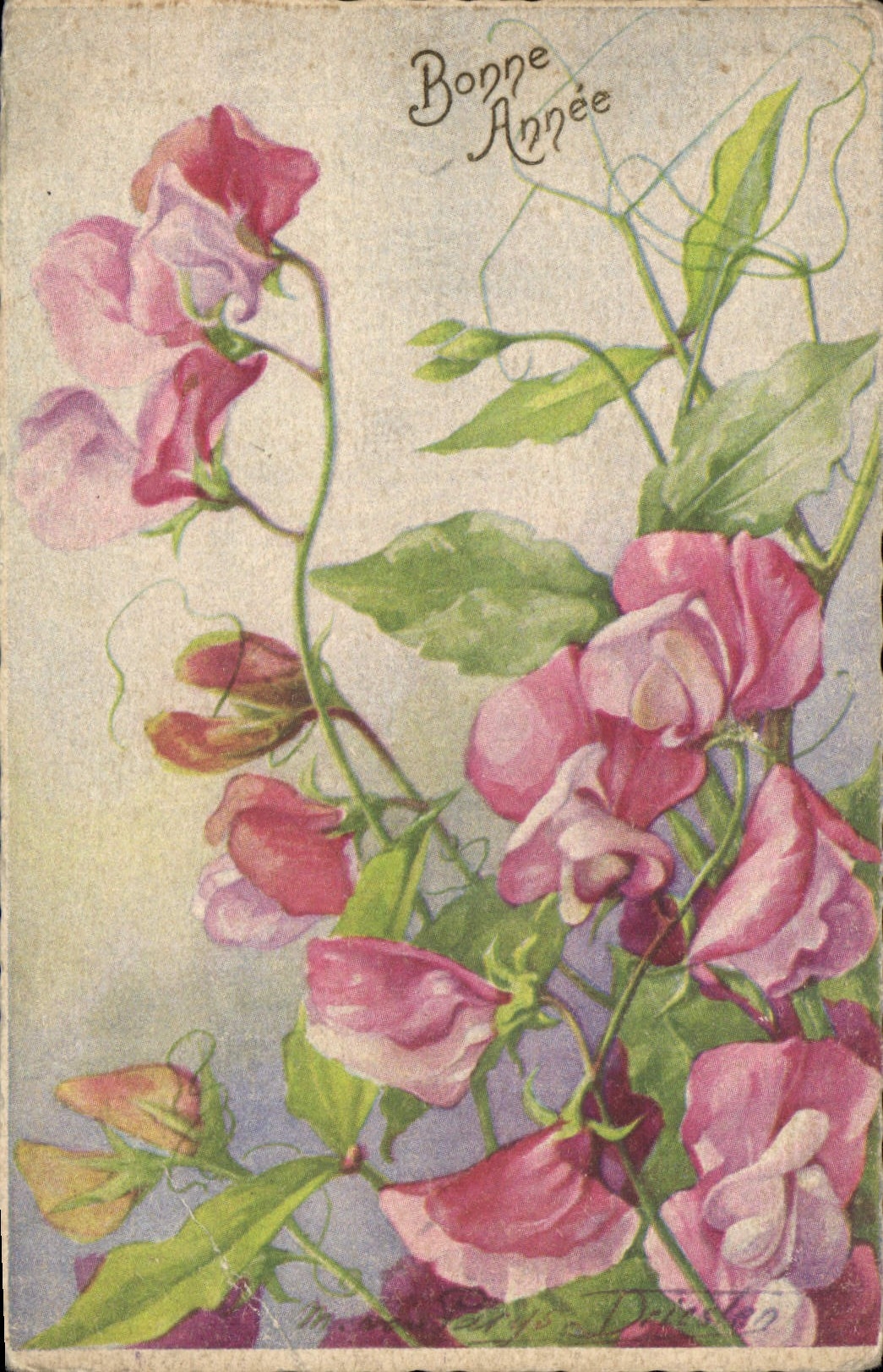 CPA Bonne Annee Fleurs